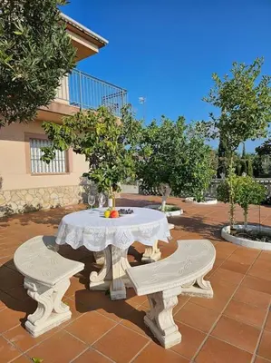 Jardín al aire libre en Apartment mit Bergblickterrasse bei Lloret de Mar